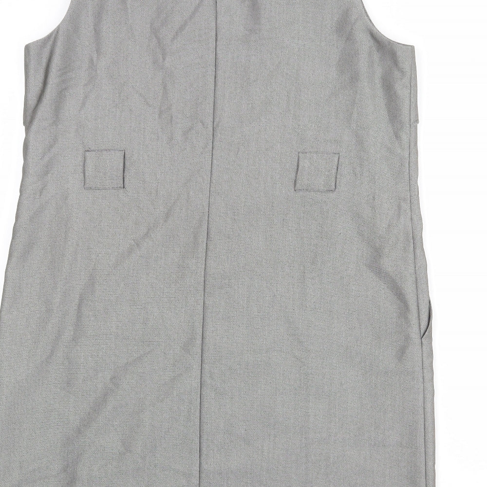 Oasis Womens Grey Polyester Shift Size 16 Round Neck Zip