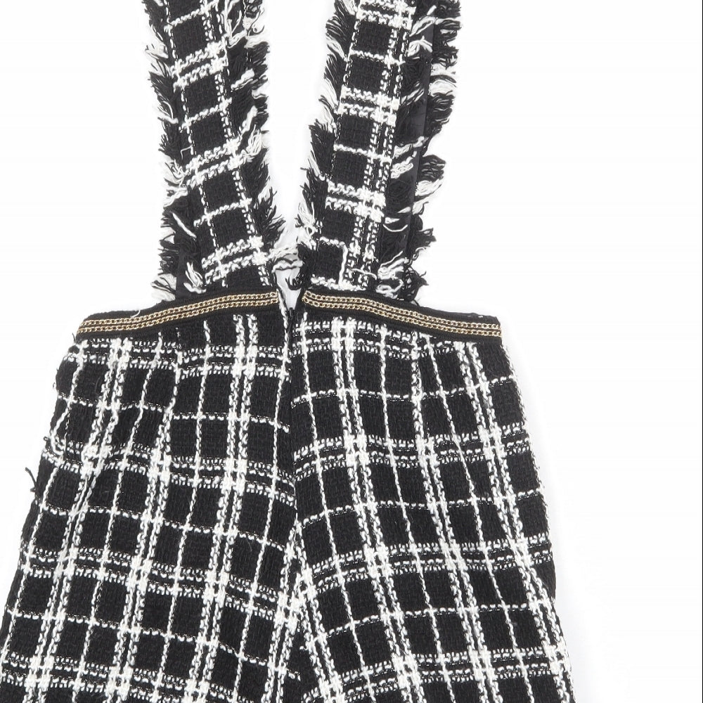 Rebellious Womens Black Plaid Polyester Playsuit One-Piece Size 10 L3 in Zip