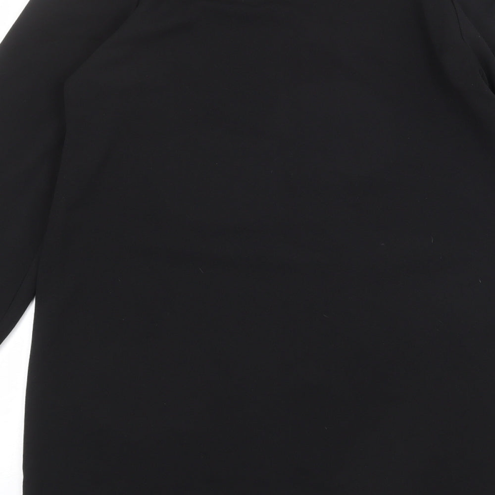 Boohoo Womens Black Polyester Shift Size 10 V-Neck Button