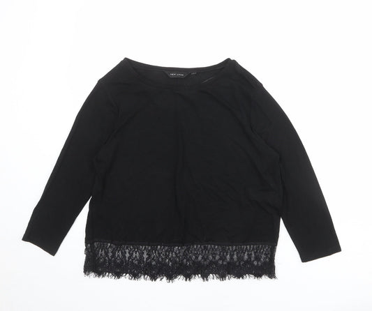 Womens UK Size 10 New Look Black Basic T-Shirt