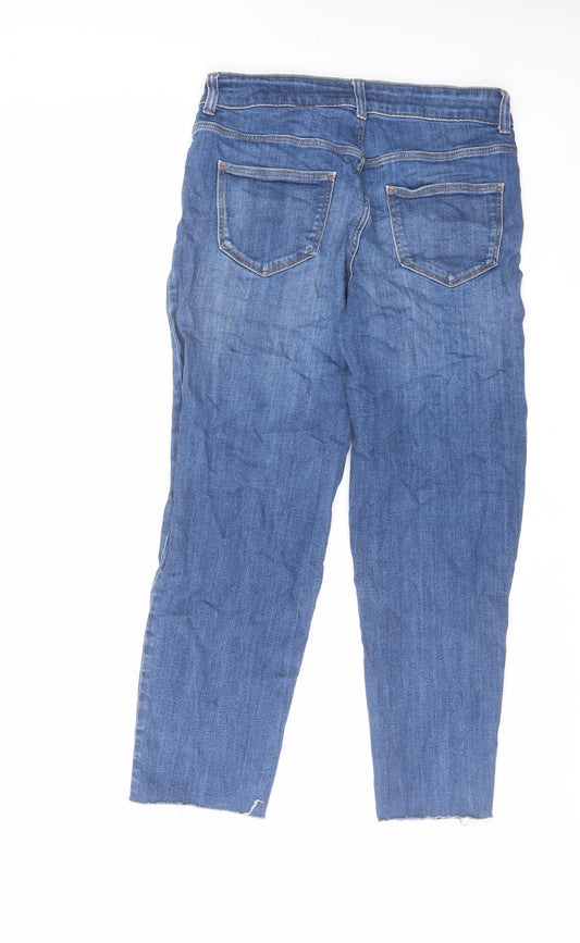 TU Womens Blue Cotton Straight Jeans Size 10 L24 in Regular Zip - Raw Hem