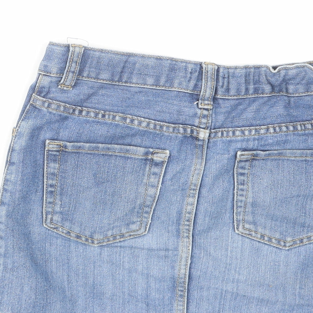 Est. 1989 Girls Blue Cotton Mini Skirt Size 10 Years Regular Zip