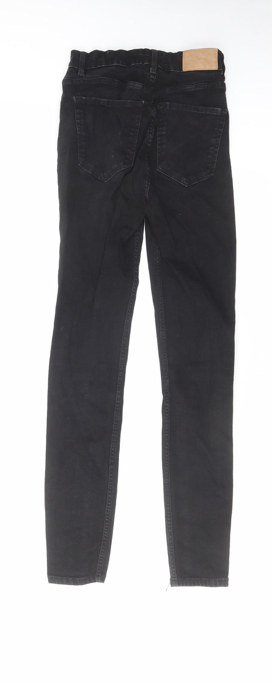 Zara Womens Black Cotton Skinny Jeans Size S L27 in Regular Zip