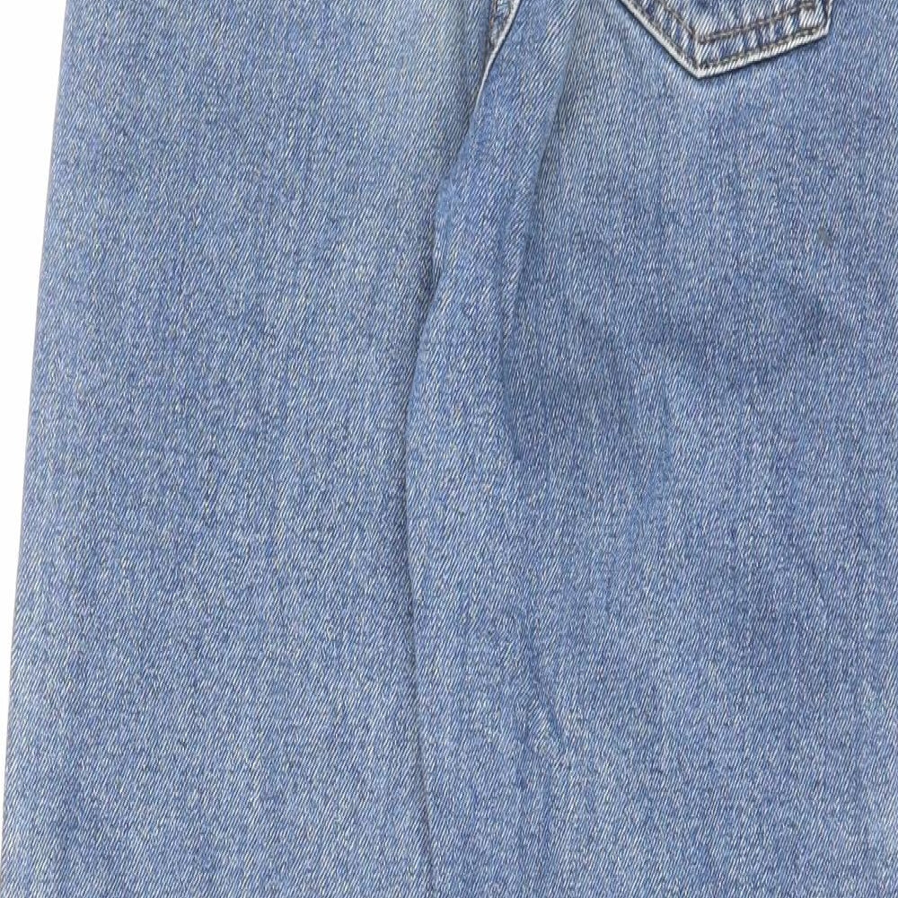 Denim & Co. Womens Blue Cotton Straight Jeans Size 8 L26 in Regular Zip - Raw Hem
