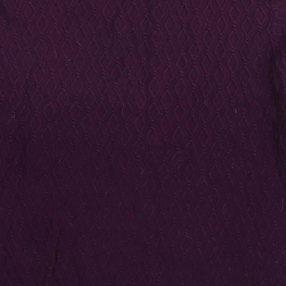 Country Casuals Womens Purple Round Neck Argyle/Diamond Cotton Pullover Jumper Size L