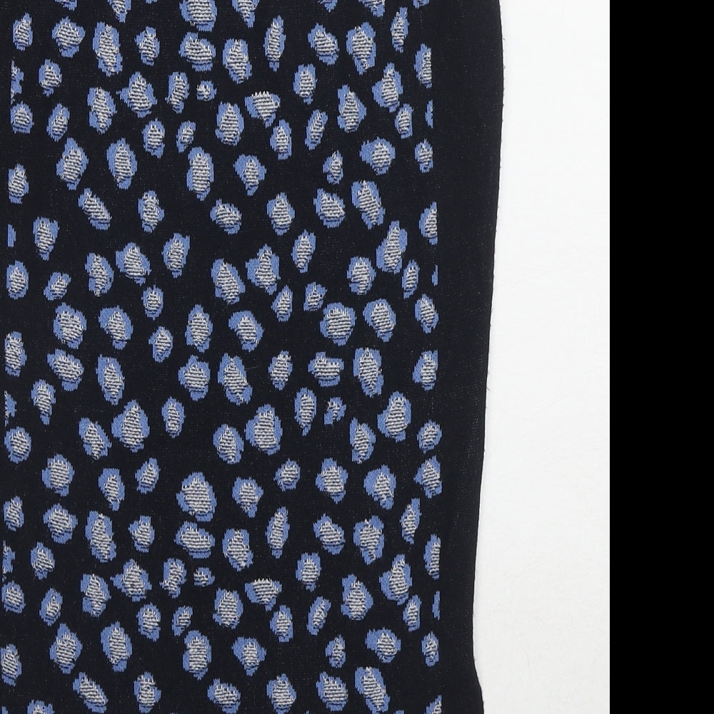 Marks and Spencer Womens Blue Geometric Viscose A-Line Skirt Size 8