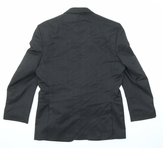 Burton Mens Black Striped Polyester Jacket Suit Jacket Size 40 Regular