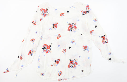Womens UK Size 8 Rainbow White Basic Blouse