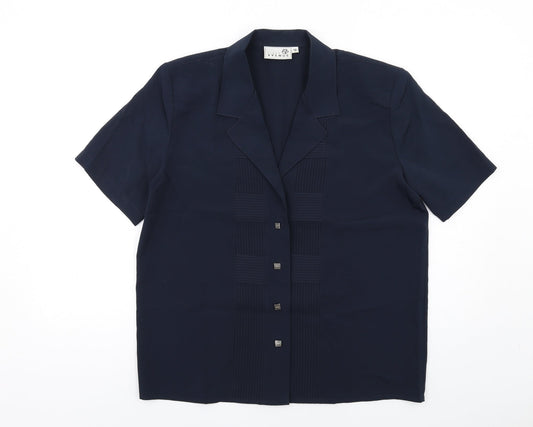 Womens UK Size 12 First Avenue Black Basic Button-Up