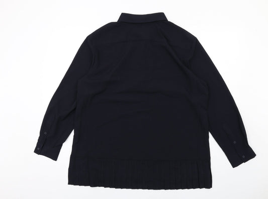 French Connection Womens Blue Polyester Basic Button-Up Size 16 Collared