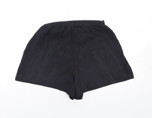 PRETTYLITTLETHING Womens Black Polyester Basic Shorts Size 6 Regular Pull On