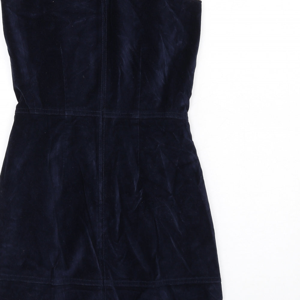 Gap Womens Blue Cotton Shift Size 4 Round Neck Zip