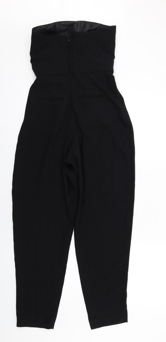 Topshop Womens Black Polyester Jumpsuit One-Piece Size 8 L29 in Zip