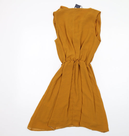 Closet Womens Yellow Polyester A-Line Size 10 V-Neck Pullover