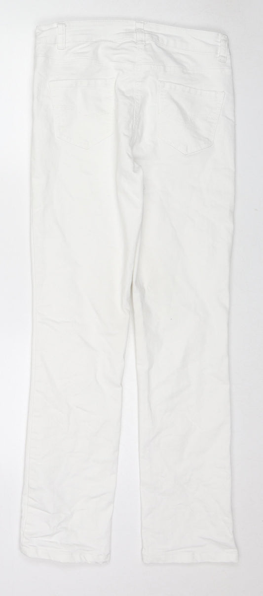 TU Womens White Cotton Straight Jeans Size 10 L28 in Regular Zip