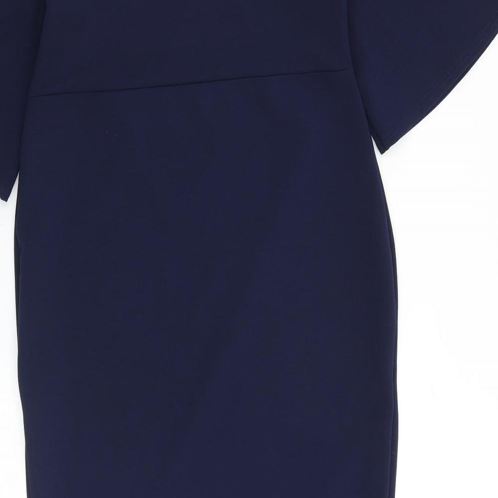 Boohoo Womens Blue Polyester Shift Size 8 Round Neck Pullover