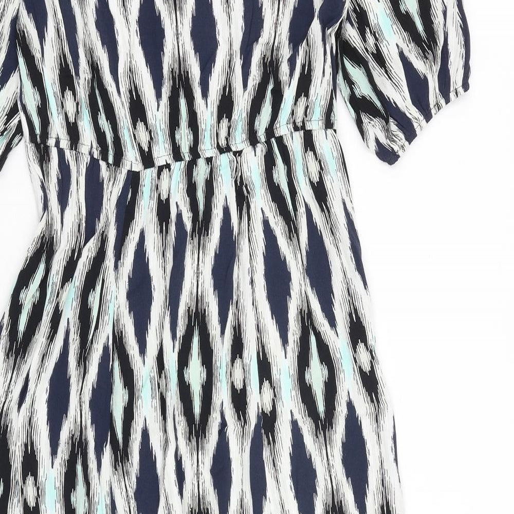 Marks and Spencer Womens Multicoloured Geometric Viscose Maxi Size 6 V-Neck Pullover