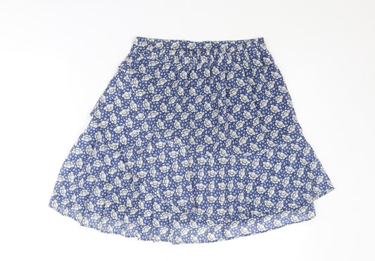 Marks and Spencer Womens Blue Geometric Polyester Swing Skirt Size 6