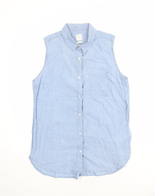 Womens UK Size S Gap Blue Basic Button-Up