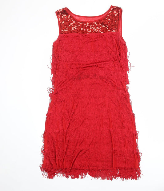 Additional front view of Roman women’s red polyester tank dress, size UK 10, round neck pullover