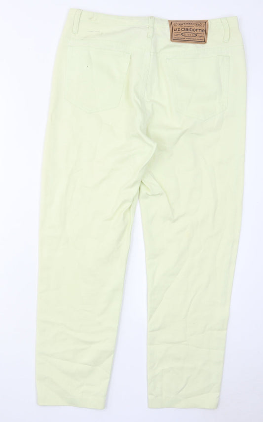 Liz Claiborne Womens Green Cotton Tapered Jeans Size 12 L28 in Regular Zip