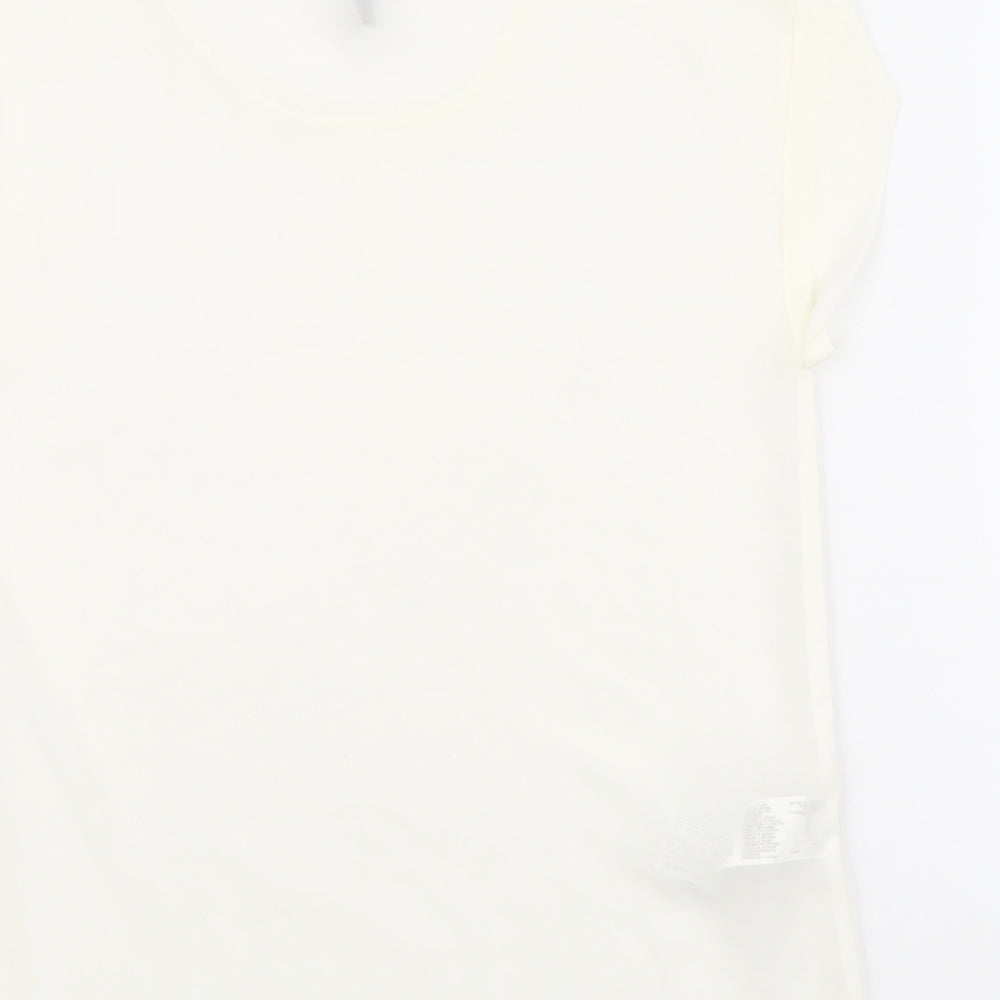 Womens UK Size XS Mango Ivory Basic T-Shirt
