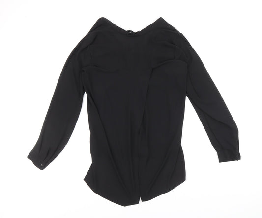 Womens UK Size S Zara Black Basic Button-Up