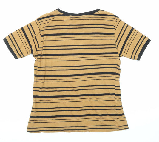 BDG Womens Yellow Striped Cotton Basic T-Shirt Size XS Round Neck