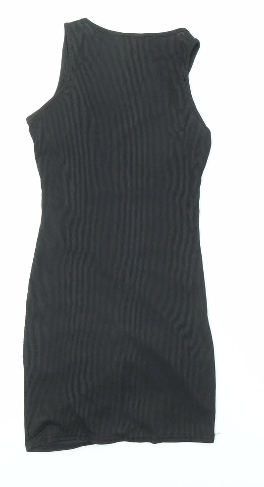 PRETTYLITTLETHING Womens Black Polyester Bodycon Size 6 V-Neck Pullover