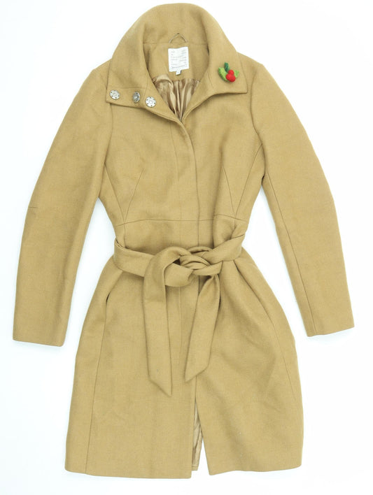 Womens UK Size 8 Warehouse Beige Overcoat