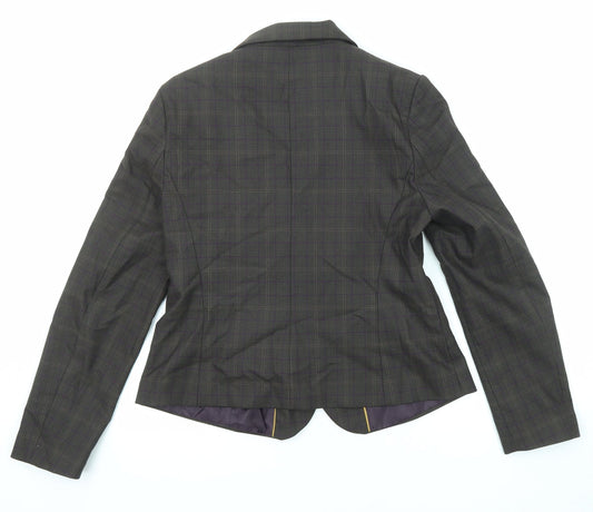 NEXT Womens Grey Plaid Polyester Jacket Suit Jacket Size 14