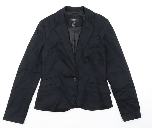 Mango Womens Black Jacket Blazer Size 10 Button