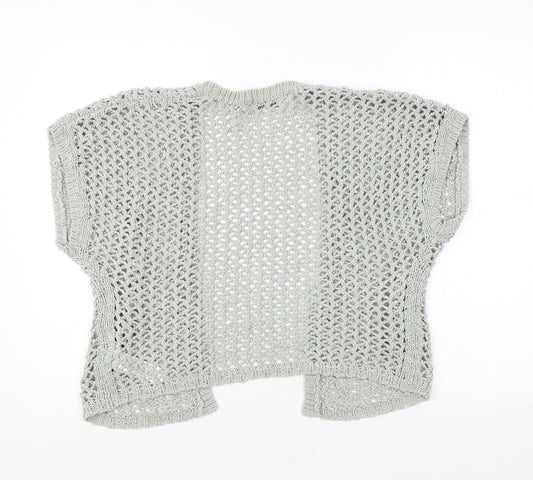 Indigo Womens Green V-Neck Cotton Shrug Jumper Size 10