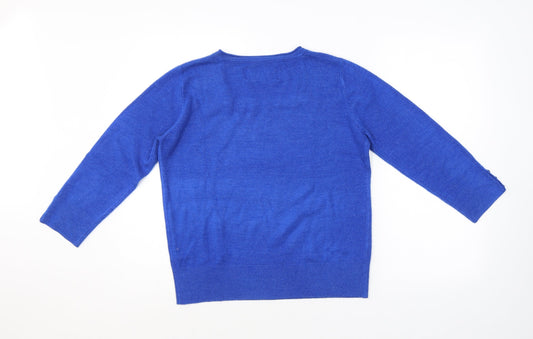 Womens UK Size 12 Maine Blue Pullover Jumper
