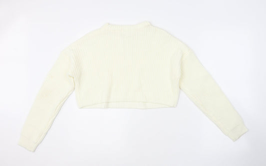 Womens UK Size S Missguided White Pullover Jumper