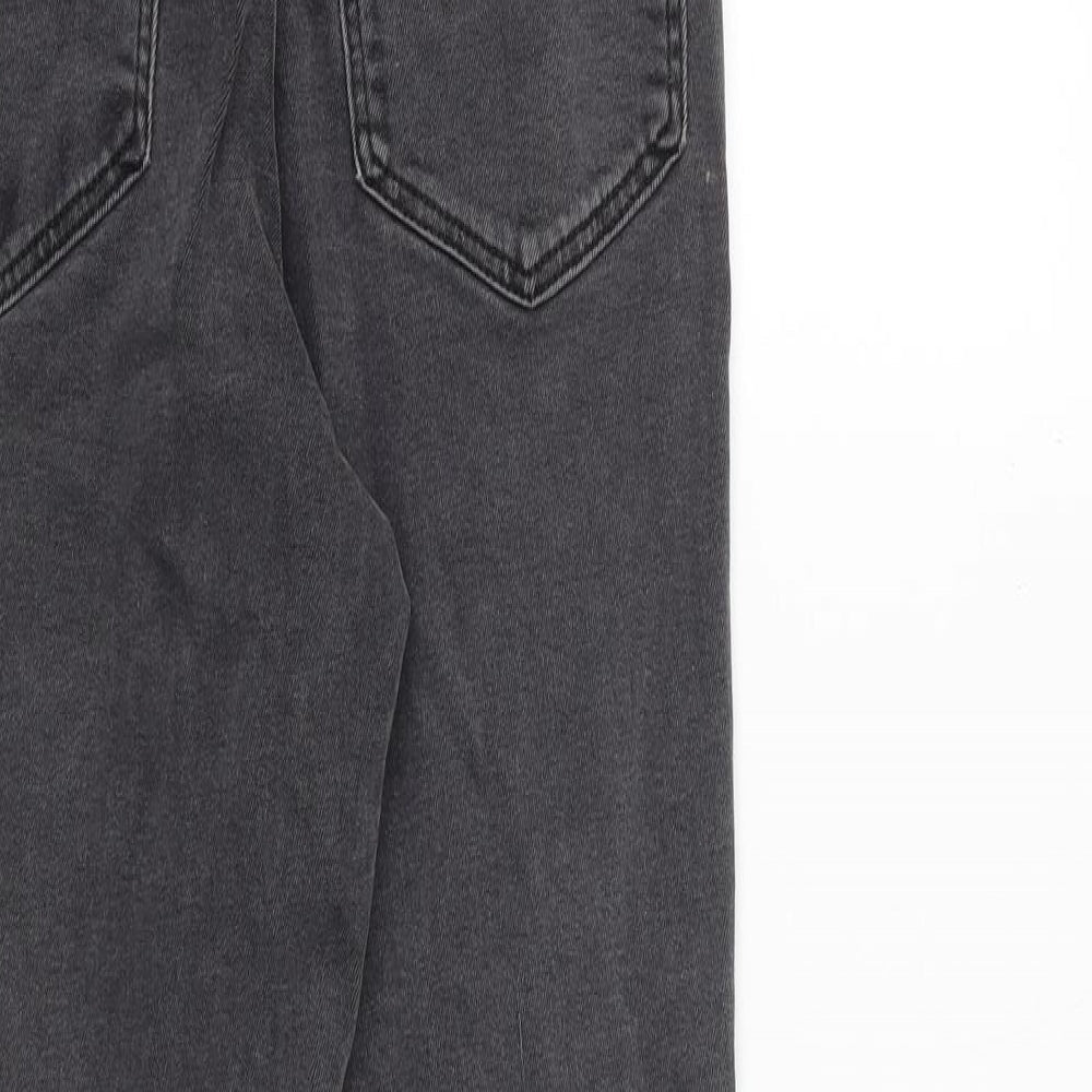 New Look Womens Grey Cotton Skinny Jeans Size 10 L29 in Slim Zip - Raw Hem