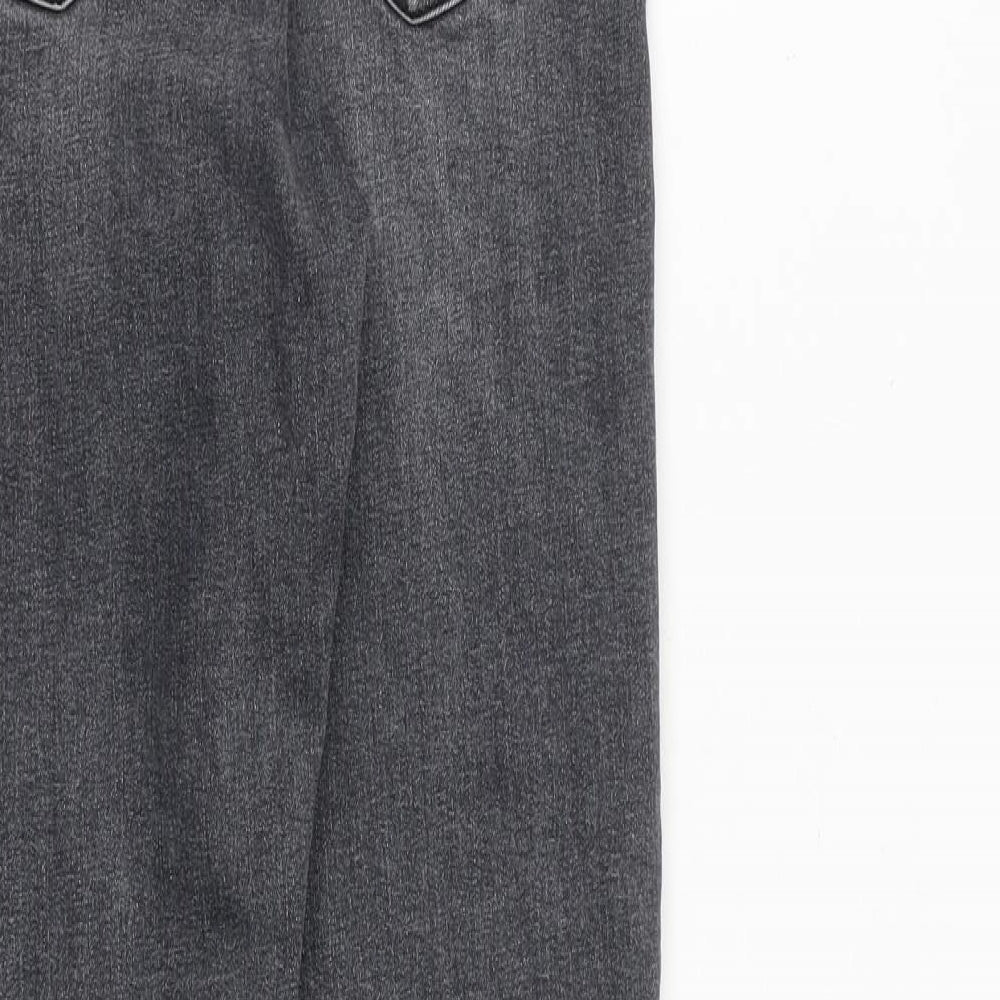 Topshop Womens Grey Cotton Skinny Jeans Size 28 in L32 in Regular Zip - Raw Hem