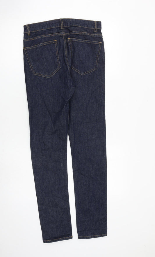 New Look Mens Blue Herringbone Cotton Skinny Jeans Size 30 in L30 in Slim Zip