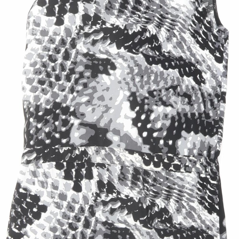 Luxe Womens Black Geometric Polyester Shift Size 8 V-Neck Button