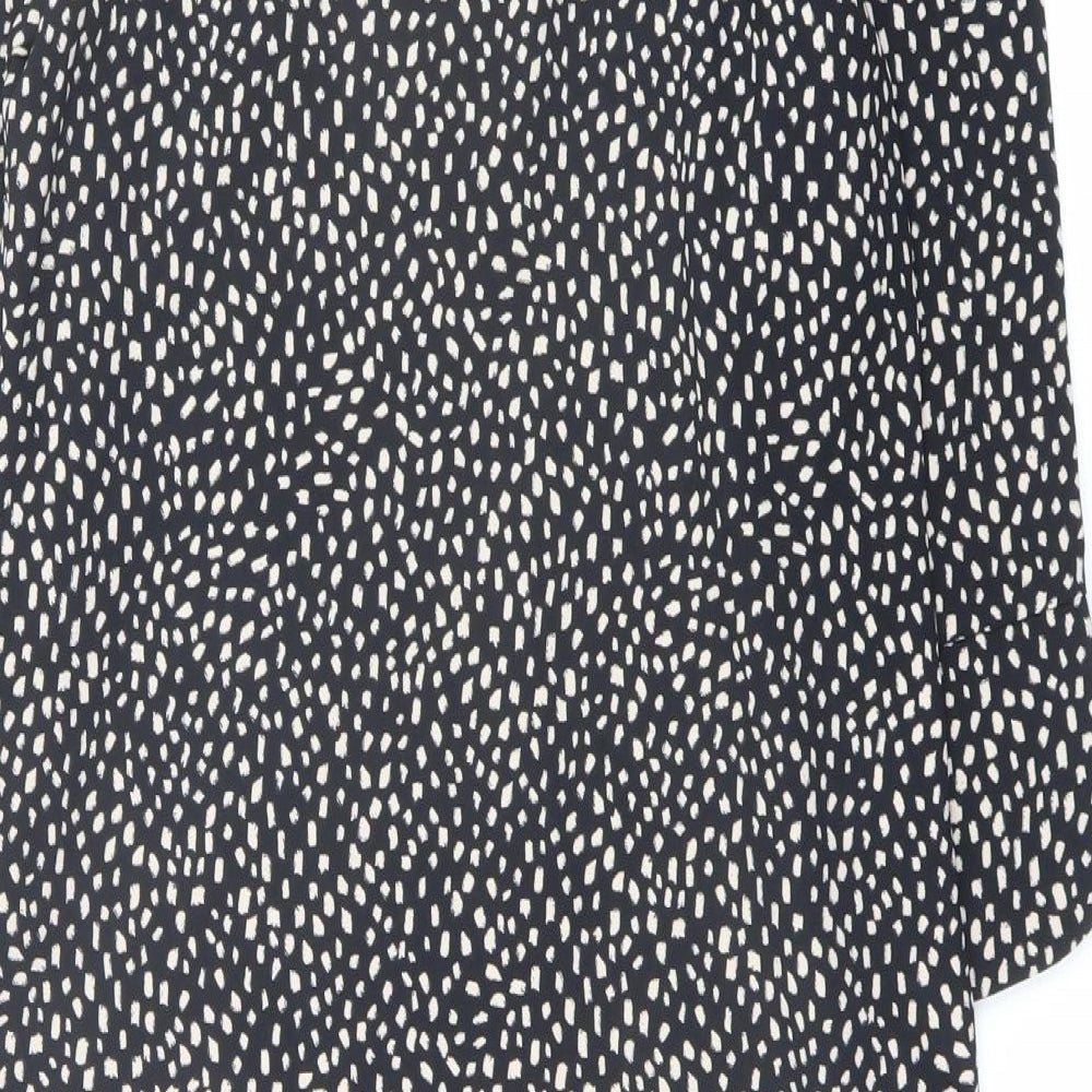 Marks and Spencer Womens Black Geometric Polyester A-Line Size 8 Round Neck Pullover