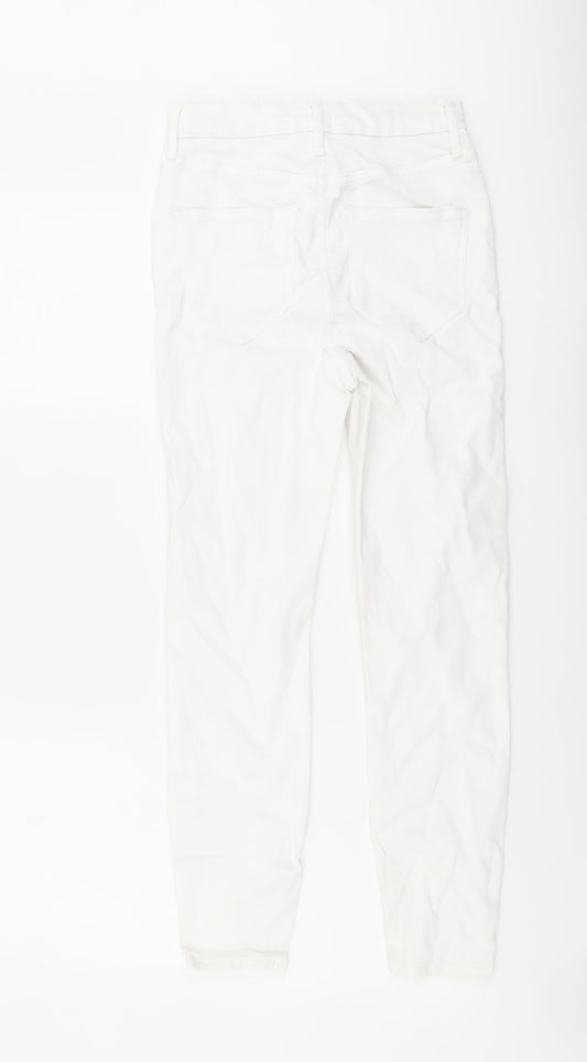 River Island Womens White Cotton Skinny Jeans Size 8 L25 in Regular Button