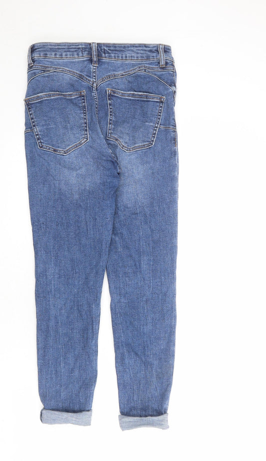 Denim & Co. Womens Blue Cotton Skinny Jeans Size 10 L24 in Regular Zip