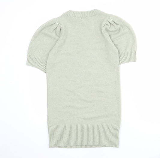 Miss Selfridge Womens Green Acrylic Jumper Dress Size 4 Round Neck Pullover