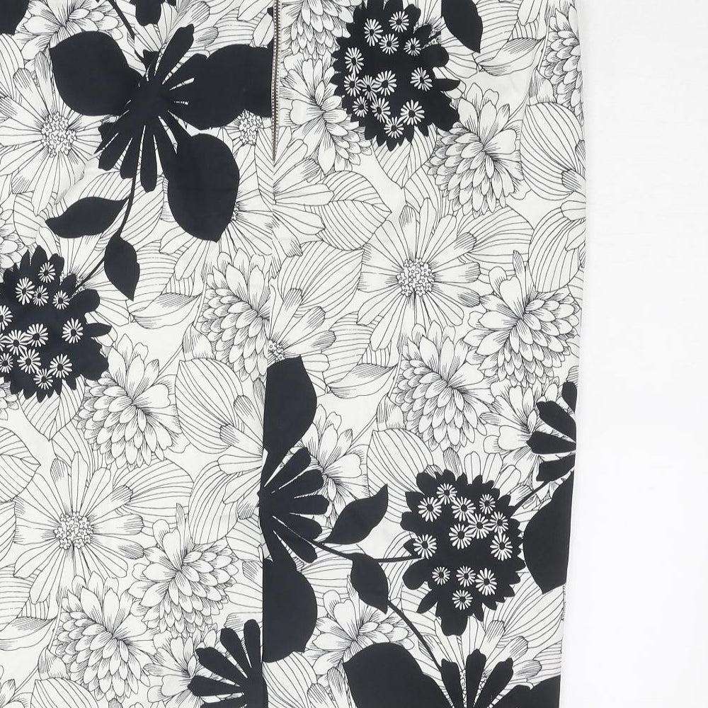 Marks and Spencer Womens White Floral Polyester Bandage Skirt Size 36 in Zip