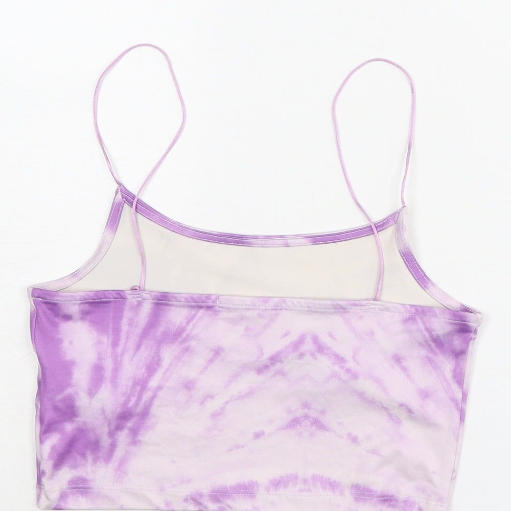 Womens UK Size S Stradivarius Purple Cropped Tank