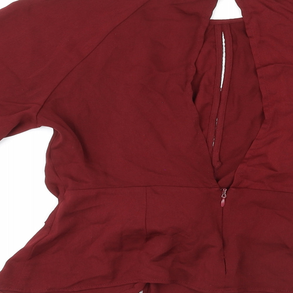 Womens UK Size 8 Topshop Red Basic Blouse