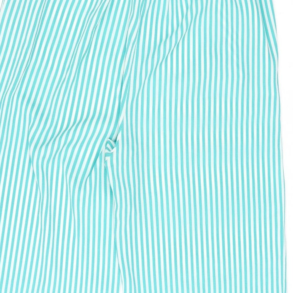Only Womens Green Striped Polyester Trousers Size 12 L29 in Regular Tie
