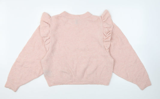 Divided by H&M Womens Pink Round Neck Acrylic Pullover Jumper Size M
