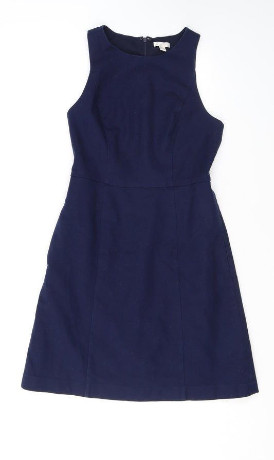 Gap Womens Blue Cotton Shift Size 6 Boat Neck Zip
