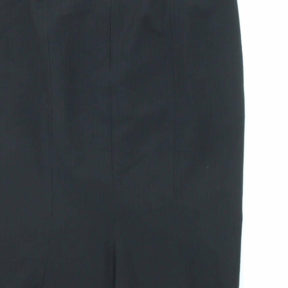 BHS Womens Black Striped Polyester A-Line Skirt Size 12 Zip